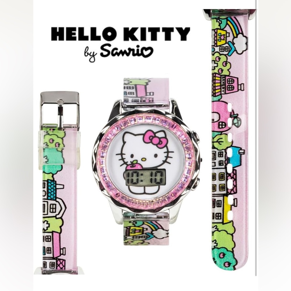 NWT Hello Kitty Kids LCD Watch – Pink Cityscape Strap